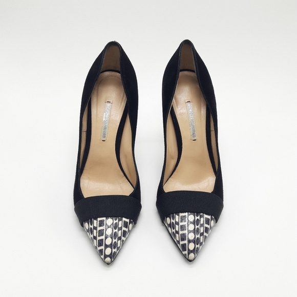 Nicholas Kirkwood | Elaphe Suede Point-Toe Pumps in Black - Picture 3 of 8